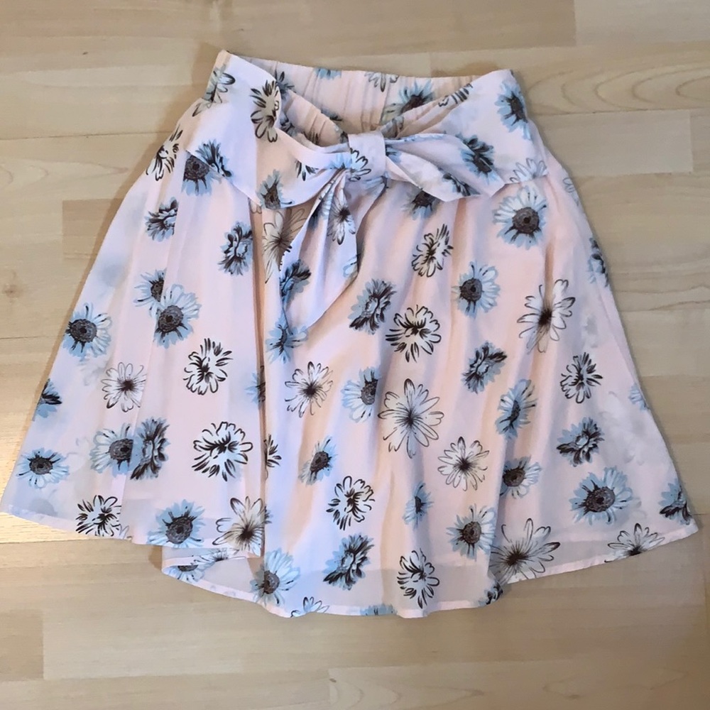 Pink floral skirt, S